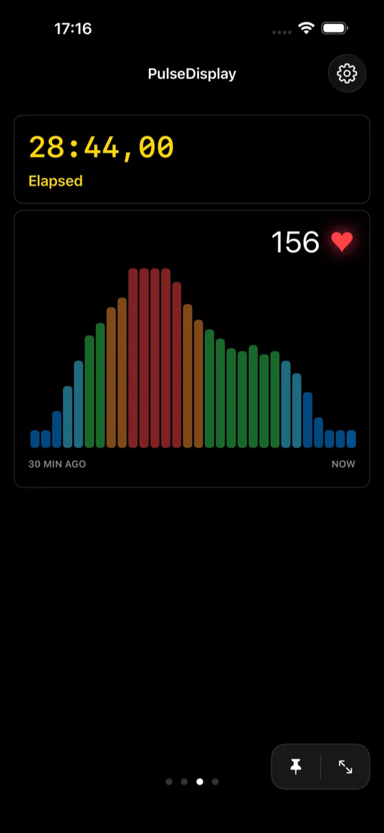 PulseDisplay live heart rate history chart